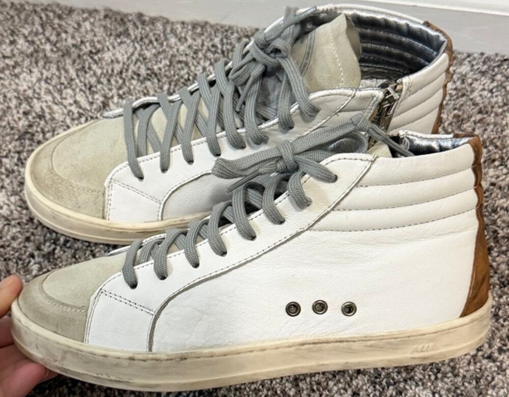 P448 Skate High Top white cheetah shoe women's size 37/ 7